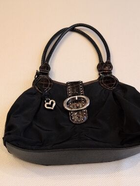 Vintage Black Brighton Handbag with Embellished Buckle